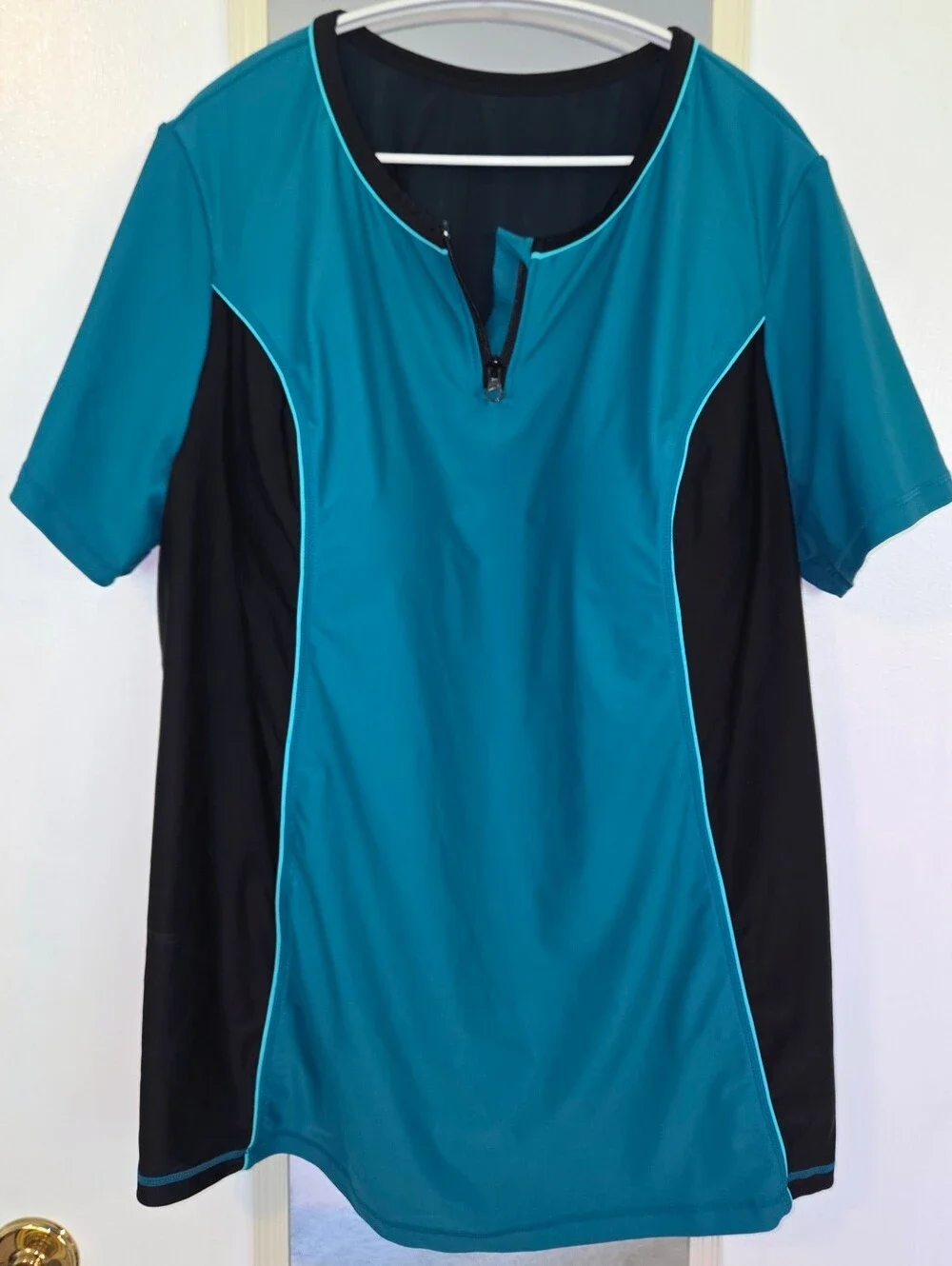 Catherines Swim Teal Black Colorblock Plus Size 4x